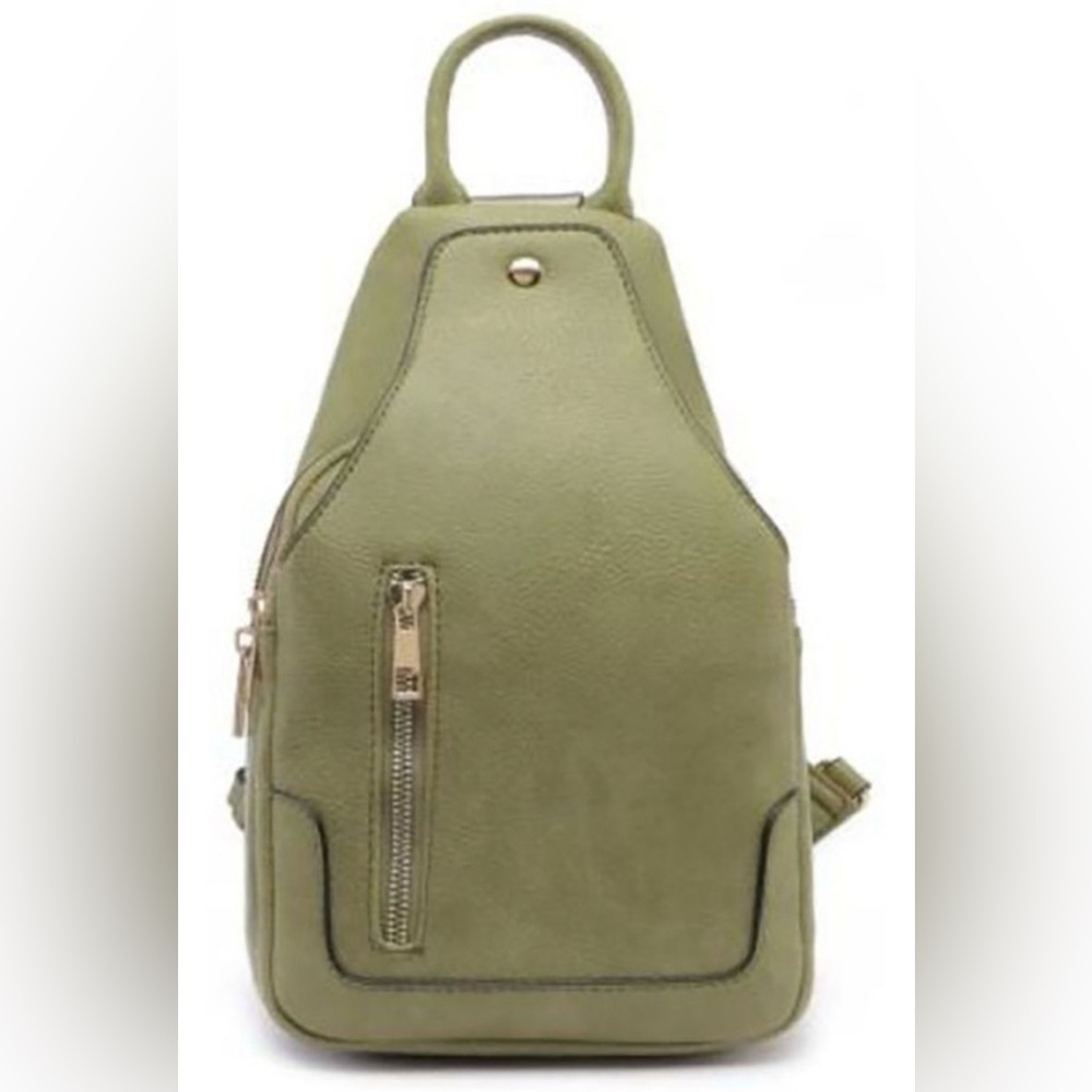 NEW Crossbody Sling handbag green vegan leather adjustable strap